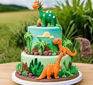 Dinosaur themed cake outdoors.jpg