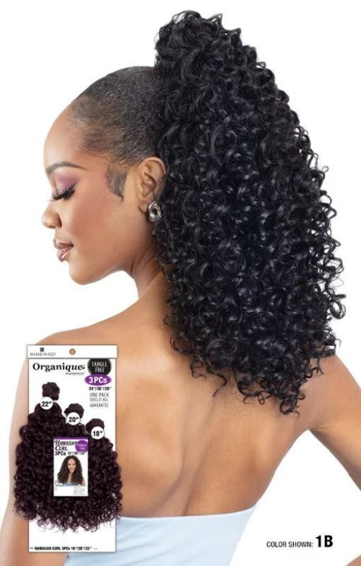 Thumbnail: SHAKE N GO ORGANIQUE HUMAN HAIR BLEND WEAVE - HAWAIIAN CURL 3 PCS 18/20/22"