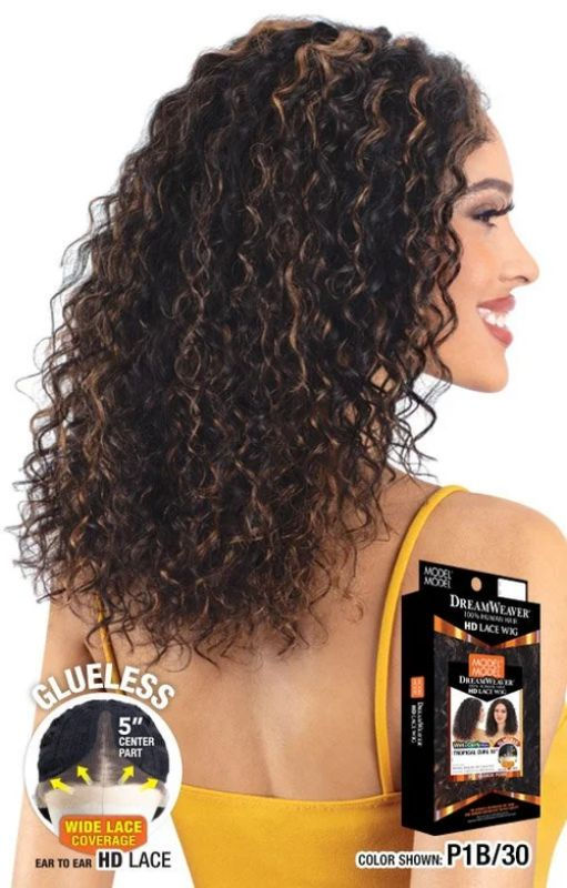 Thumbnail: MODEL MODEL DREAM WEAVER 100% HUMAN HAIR GLUELESS HD LACE WIG - TROPICAL CURL 18