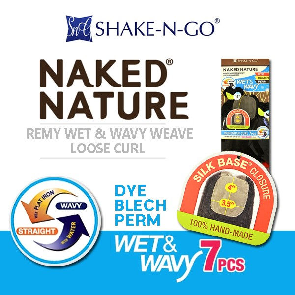 Thumbnail: SHAKE-N-GO NAKED NATURE REMY HUMAN WEAVE WET & WAVY LOOSE CURL 14/16/18 -7PCS