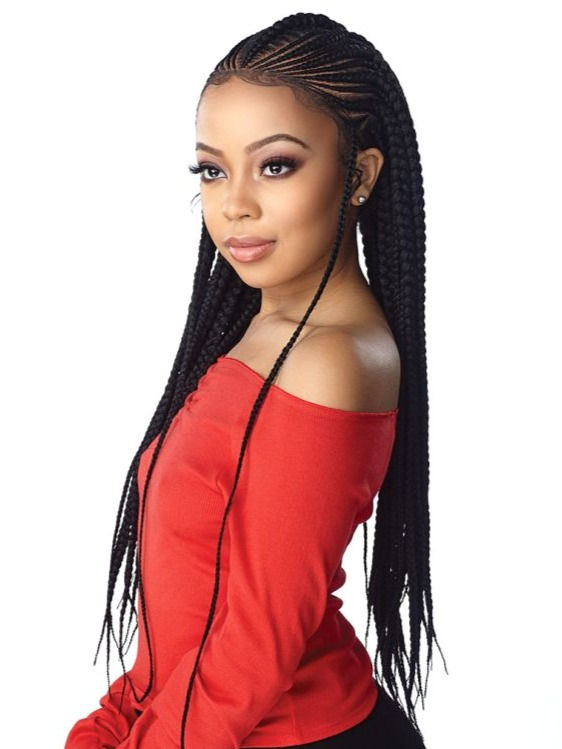 Thumbnail: SENSATIONNEL CLOUD 9 HAND BRAIDED 13"X7" LACE WIG - FEED IN FULANI CORNROW
