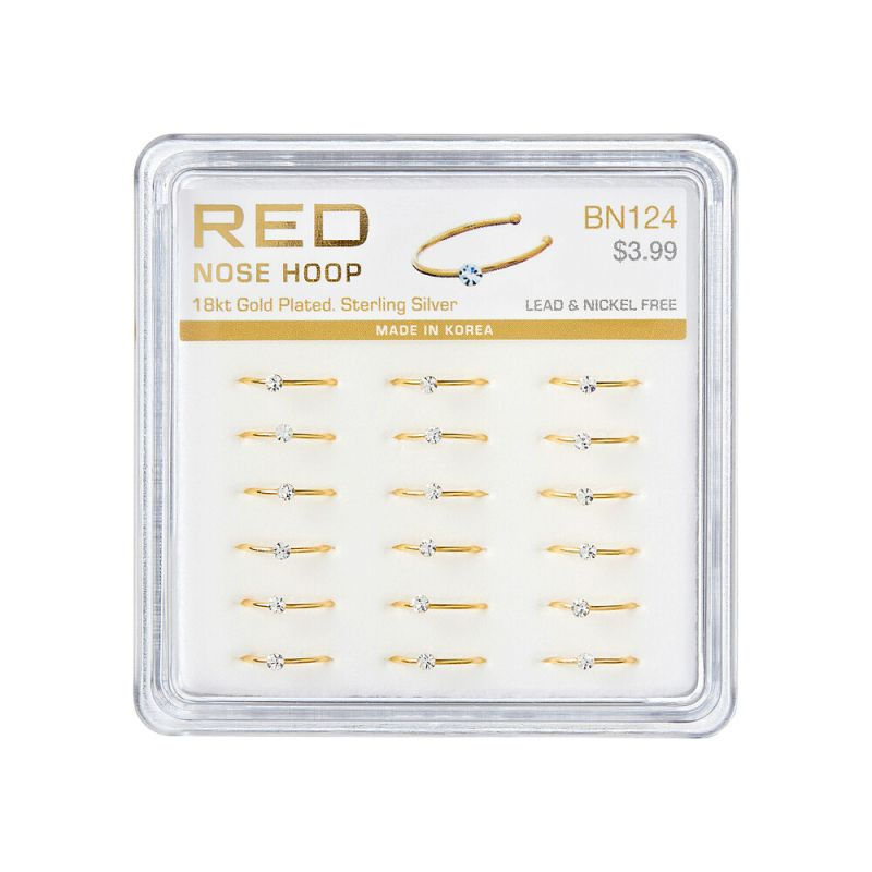Thumbnail: RED BY KISS GLAM STERLING SILVER  NOSE HOOP STONE - BN124