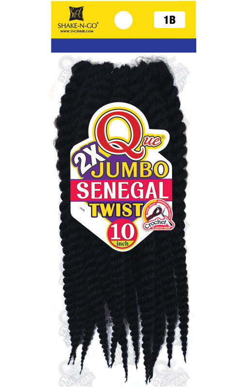 Thumbnail: SHAKE N GO QUE SYNTHETIC CROCHET BRAIDS 2X JUMBO SENEGAL TWIST 10"