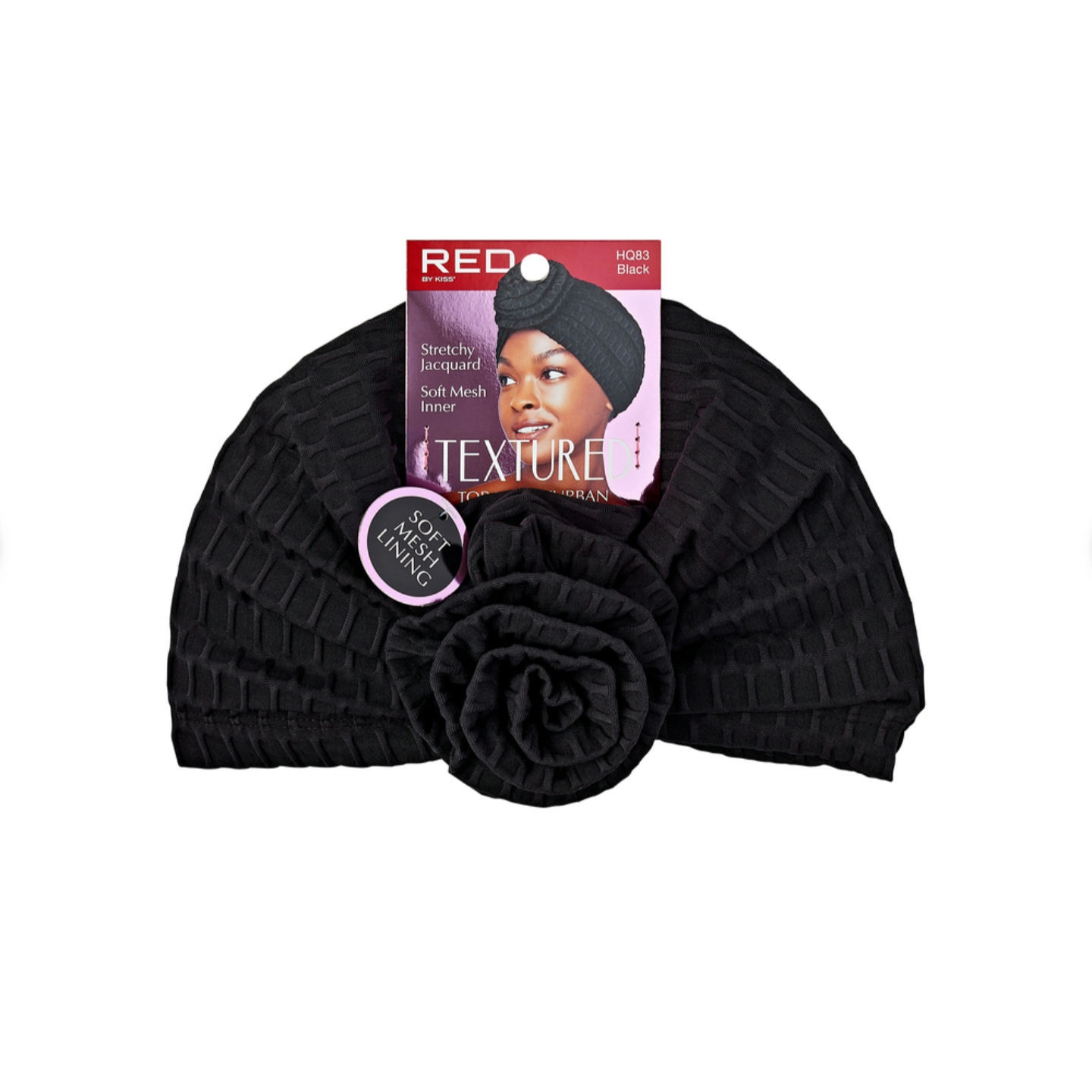 RED BY KISS TEXTURED TOP KNOT TURBAN