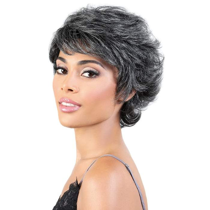Thumbnail: MOTOWN TRESS HUMAN HAIR SILVER GRAY HAIR COLLECTION WIG -SH. BRENDA