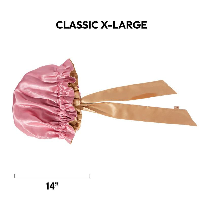Thumbnail: RED BY KISS PREMIUM RUFFLE TIE BONNET REVERSIBLE DOUBLE-LAYERED SATIN SLEEP CAP