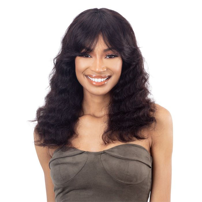 SHAKE-N-GO GIRLFRIEND 100% VIRGIN HUMAN HAIR CURTAIN BANG WIG - LOOSE DEEP