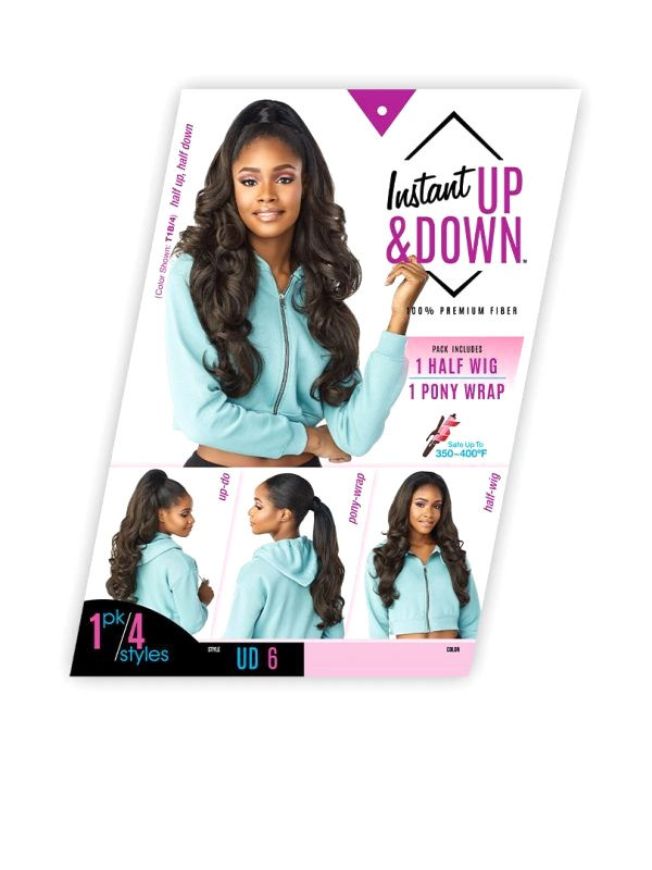 Thumbnail: SENSATIONNEL INSTANT UP & DOWN PONY WRAP HALF WIG UD 6