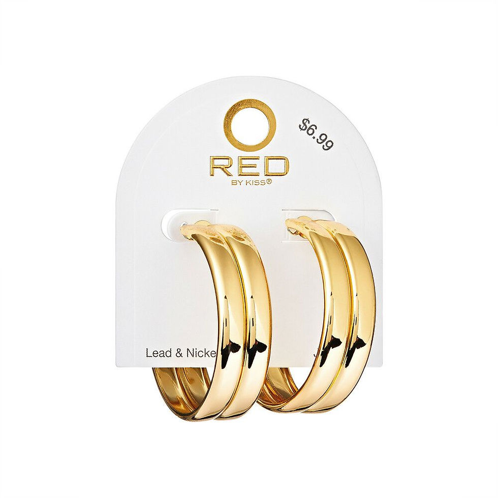 RED BY KISS GLAM 2 ROW REED HOOP EARRINGS 50MM - JE535