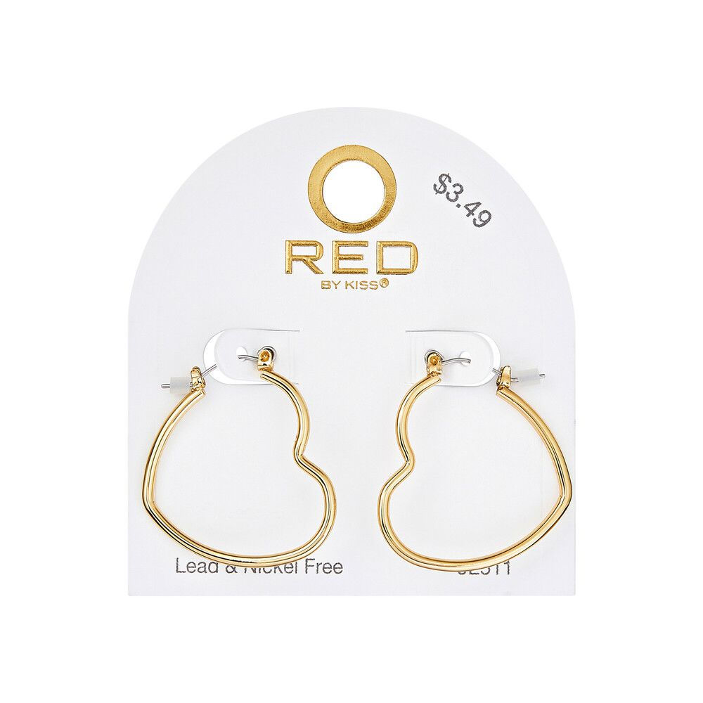 RED BY KISS GLAM PINCATCH HEART EARRINGS 28MM - JE511