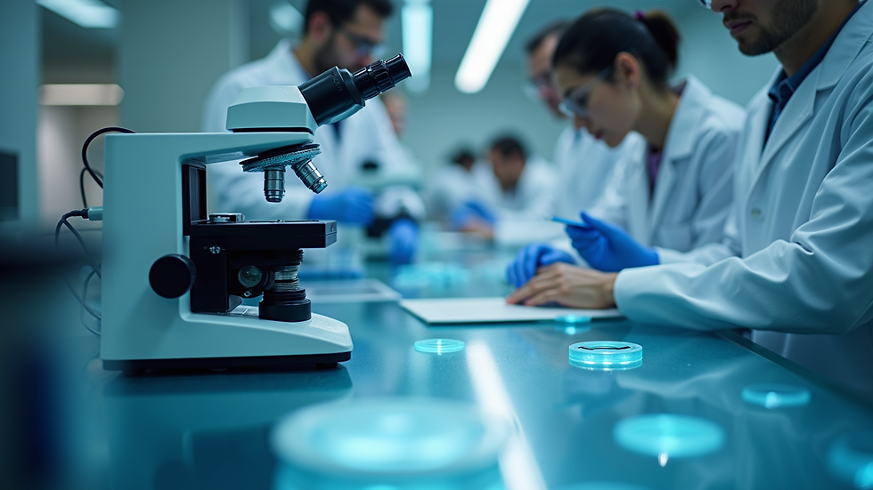 Close-up view of modern analytical instruments in a testing lab