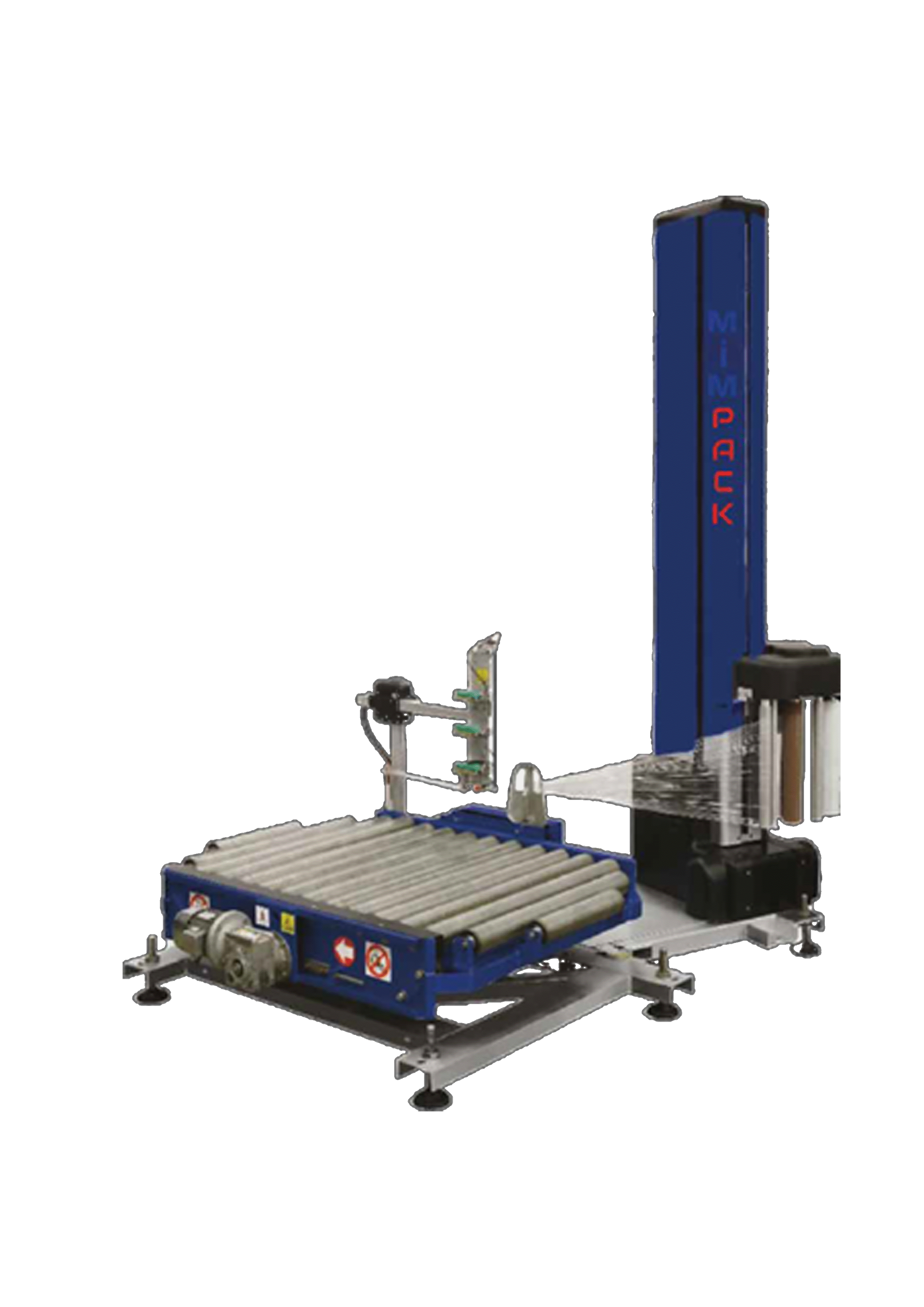 Stretch wrapping machine with rotary conveyor