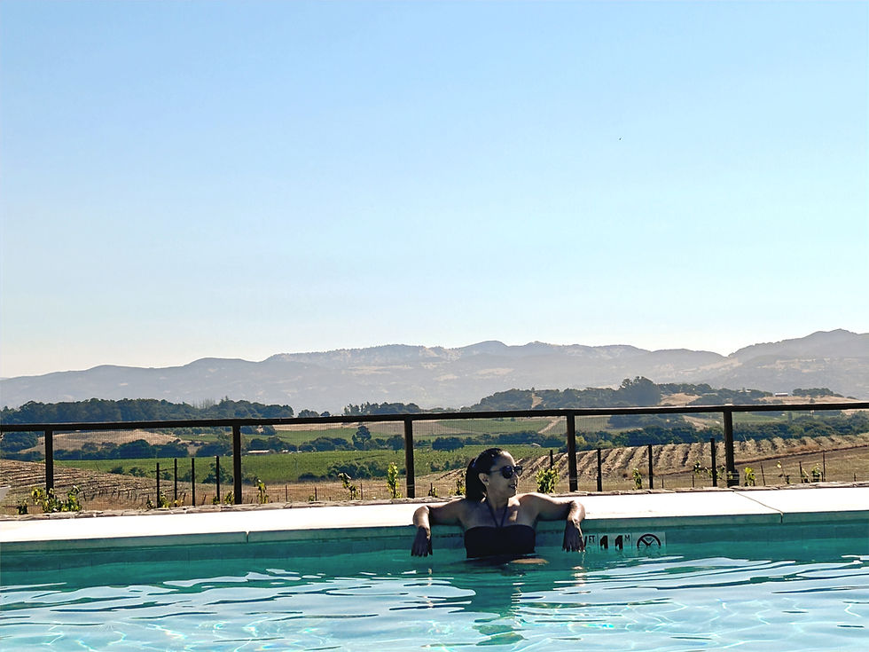 Spa Vibes Only relaxing in the adult only hot tub overseeing the landscape post treatment.