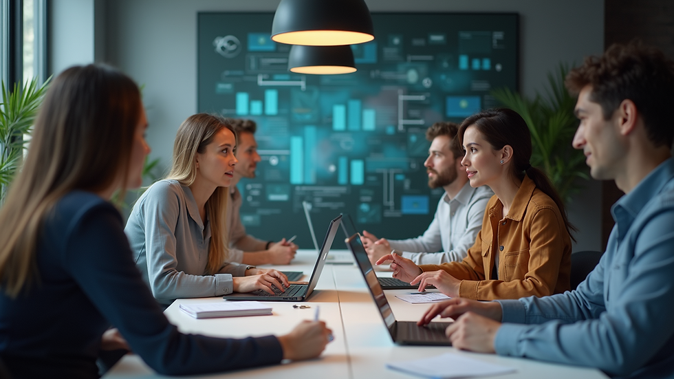 imagem a altura dos olhos de uma equipe de marketing planejando estratégias