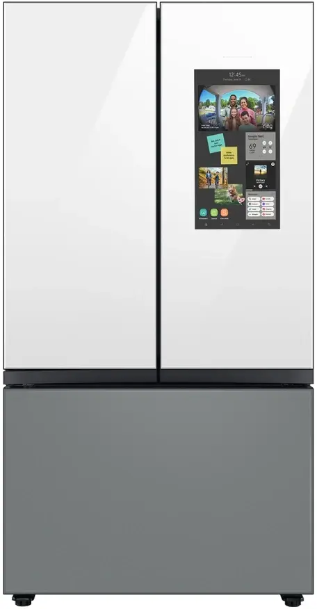 Samsung Bespoke 36" 30 Cu. Ft. Matte Gray/White Glass 3-Door French Door Refrige