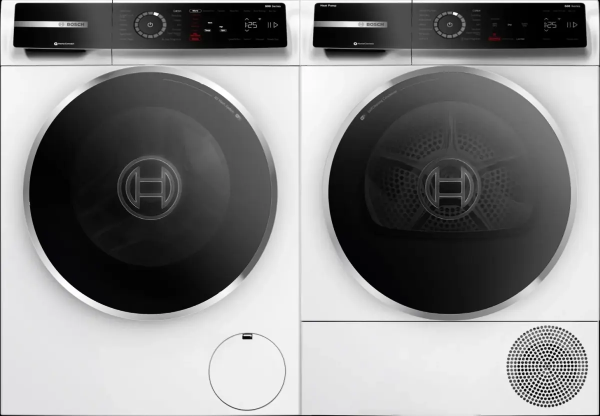 Bosch® 500 Series White Front Load Washer & Electric Dryer Laundry Pair