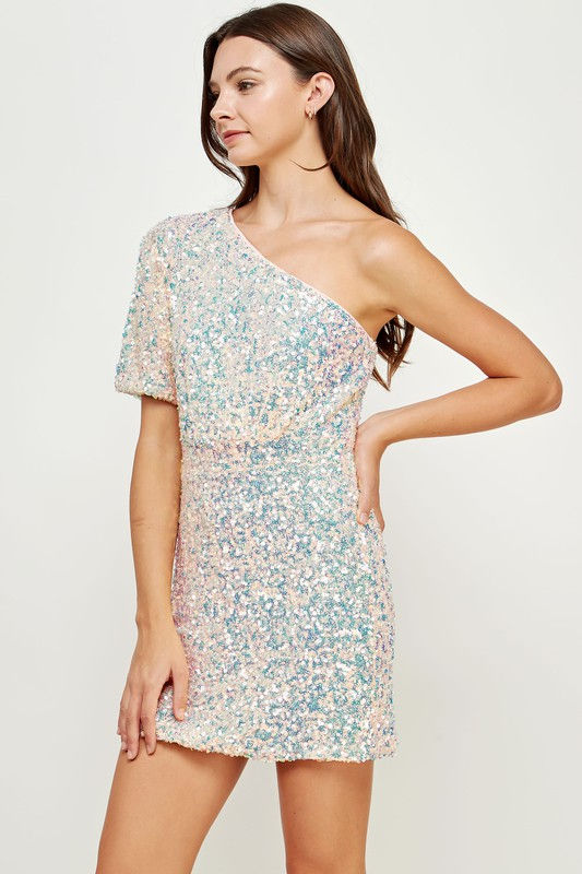 Miniatura: Amanda One Shoulder Sequin Mini Dress