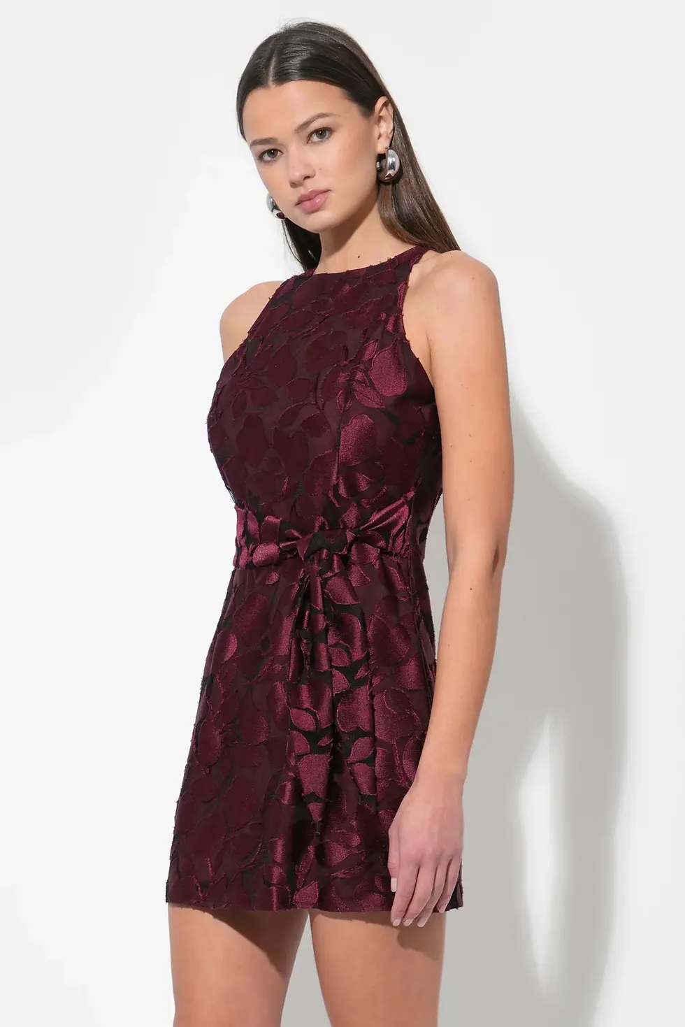 Miniatura: Farah Velvet Burnout Tie Front Mini Dress