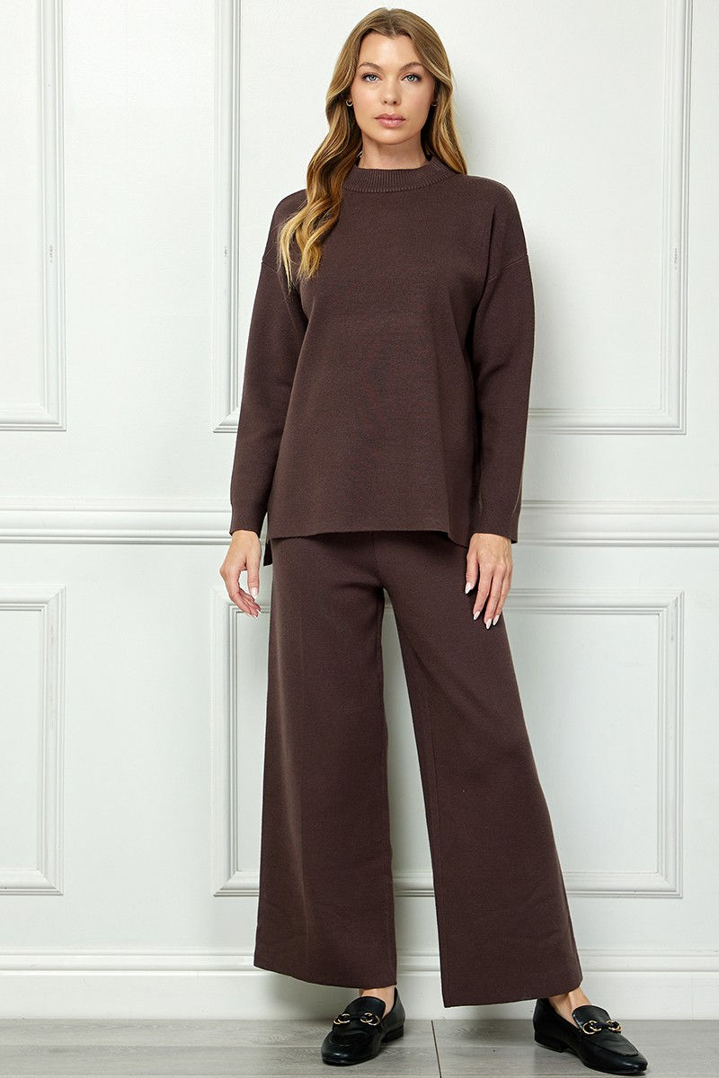 Miniatura: Melania Mock Neck Sweater & Wide Leg Knit Pants Set