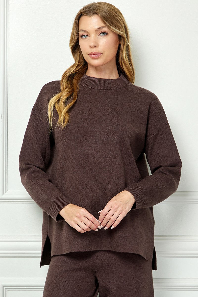 Miniatura: Melania Mock Neck Sweater & Wide Leg Knit Pants Set
