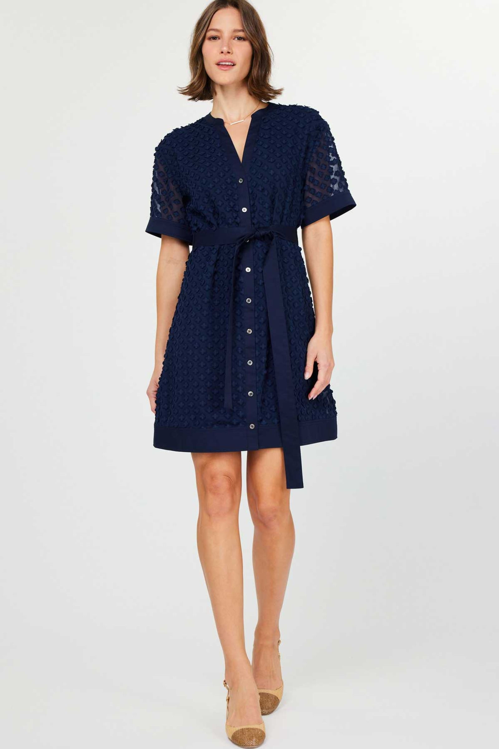 Charlotte 3D Floral Appliqué Textured Dress