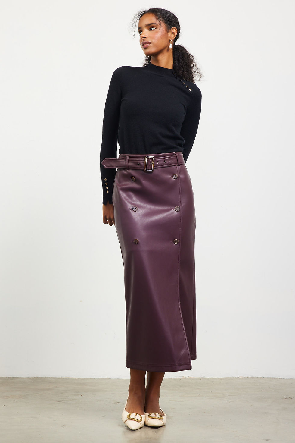 Miniatura: Alba Mock Neck Sweater With Button Detail