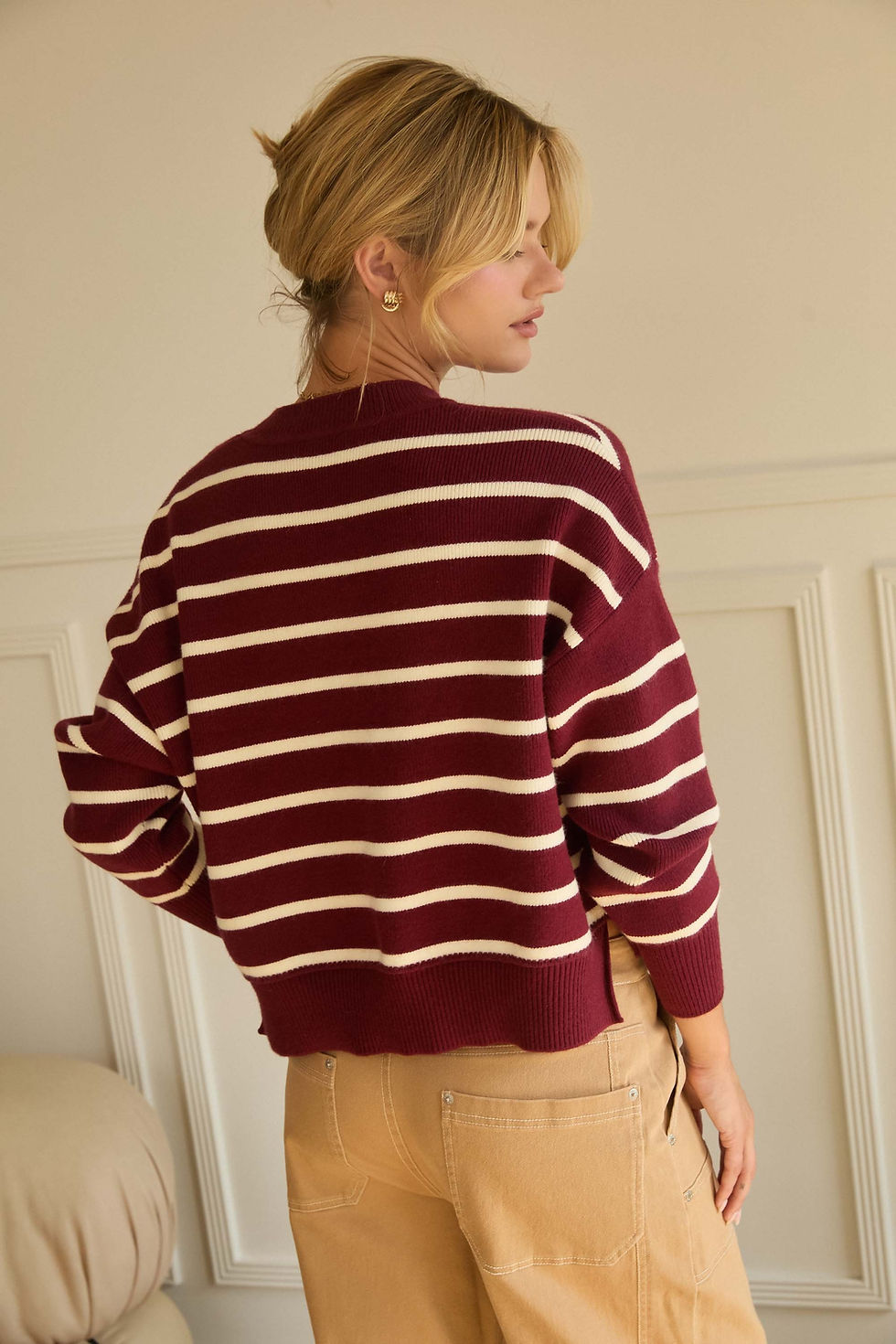 Miniatura: Helen Burgundy Stripe Cardigan