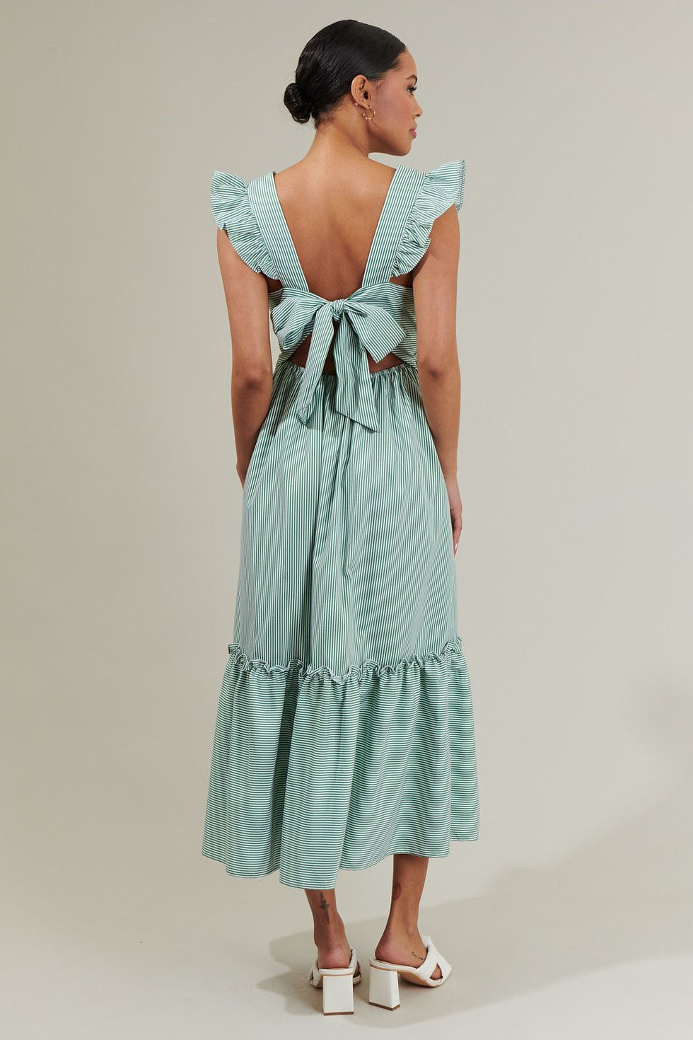 Miniatura: Kenia Striped Avila Poplin Tie Back Midi Dress