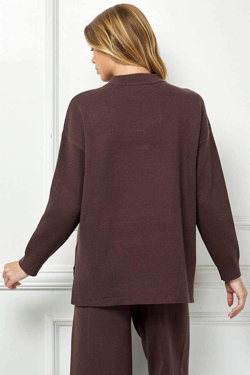 Miniatura: Melania Mock Neck Sweater & Wide Leg Knit Pants Set
