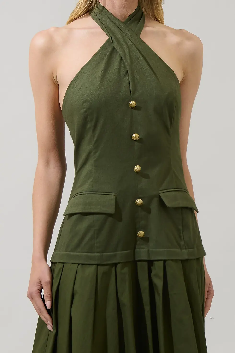 Miniatura: Carina Pleated Halter Midi Dress