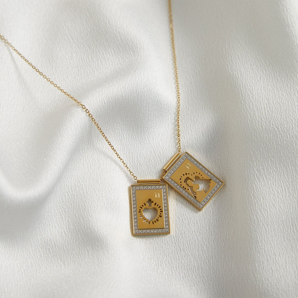 Miniatura: SCAPULAR VIRGIN & SACRED HEART -ZIRCONIAS-