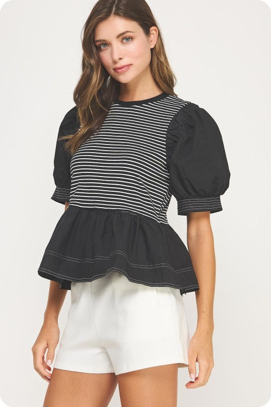 Miniatura: Leah Poplin Stripe Knit Top