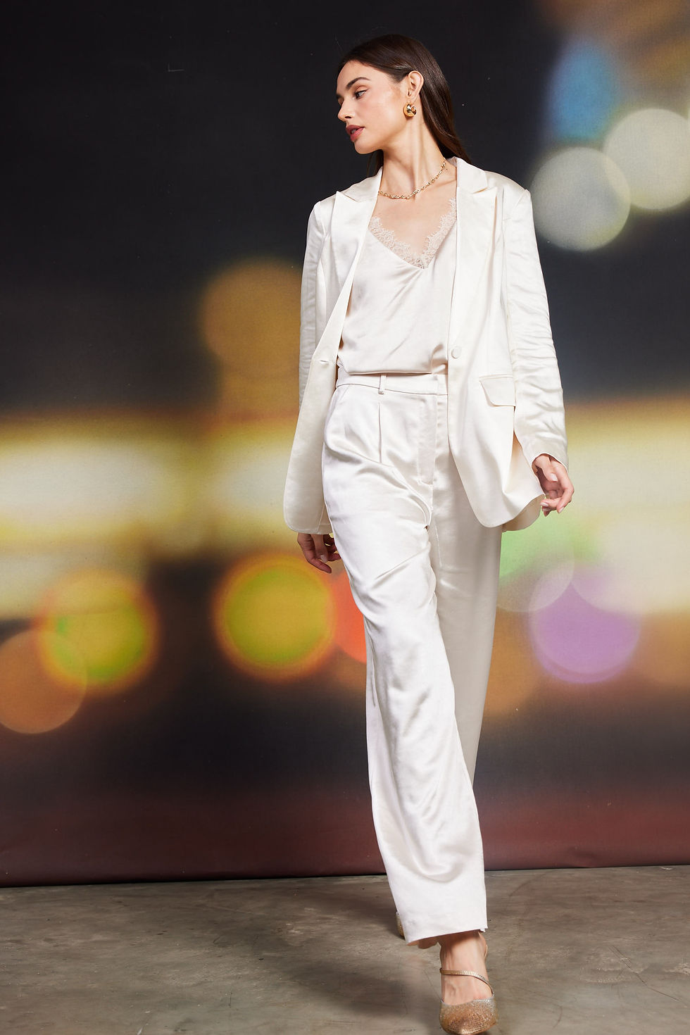 Miniatura: Lara Dull Satin Elastic Back Trouser
