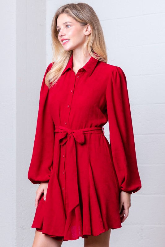Miniatura: Johanna Long Puff Slv Button Up Mini Dress