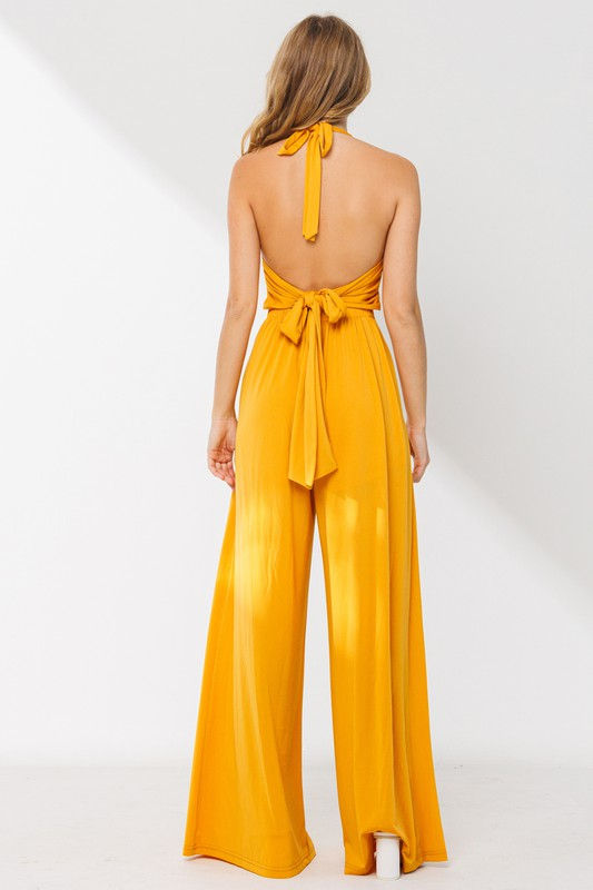 Miniatura: Susana Cowl Neck Halter Wide Leg Jumpsuit