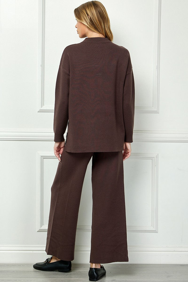 Miniatura: Melania Mock Neck Sweater & Wide Leg Knit Pants Set