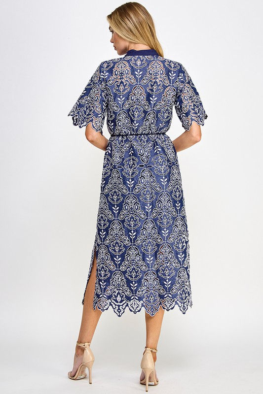 Miniatura: Alexa Blue Button Down Eyelet Midi Dress