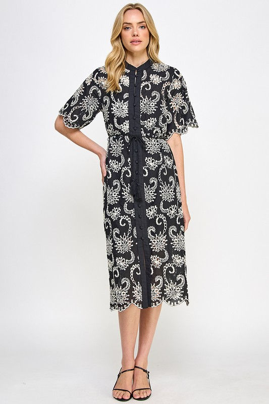 Miniatura: Button Down Eyelet Midi Dress