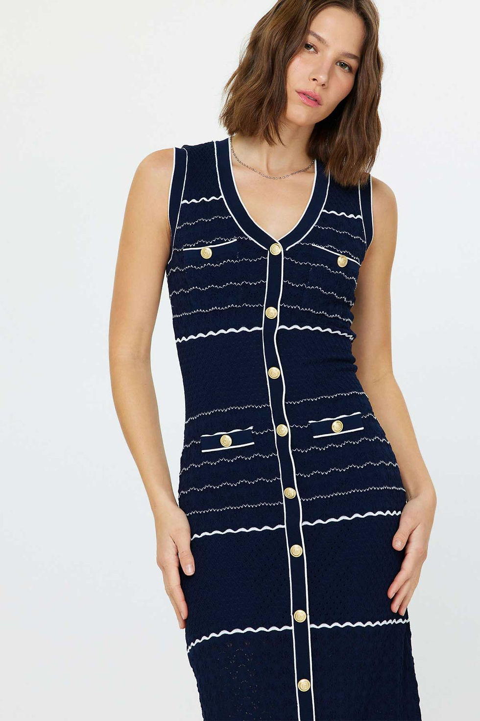 Miniatura: Daniella V-Neck Midi Length Knit Dress