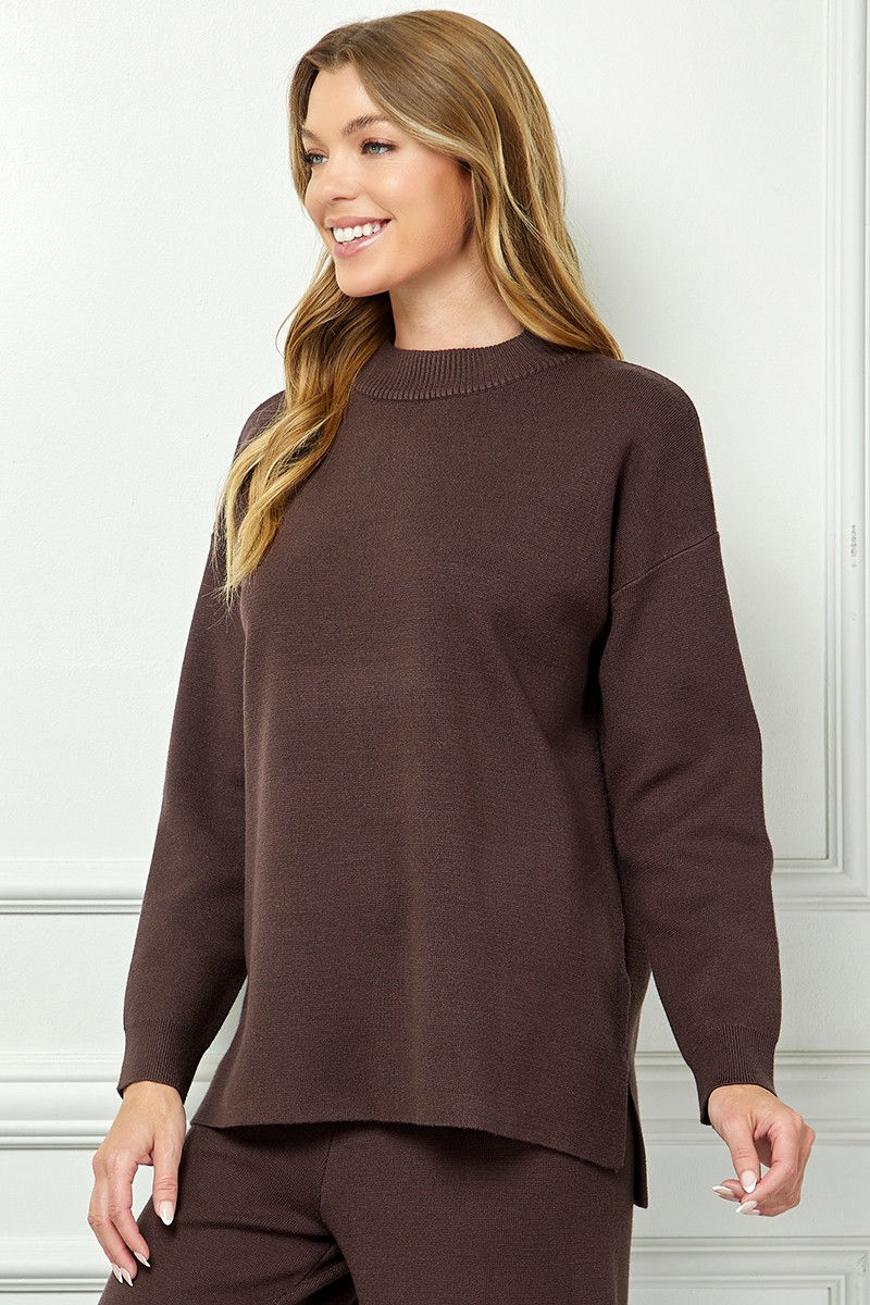Miniatura: Melania Mock Neck Sweater & Wide Leg Knit Pants Set