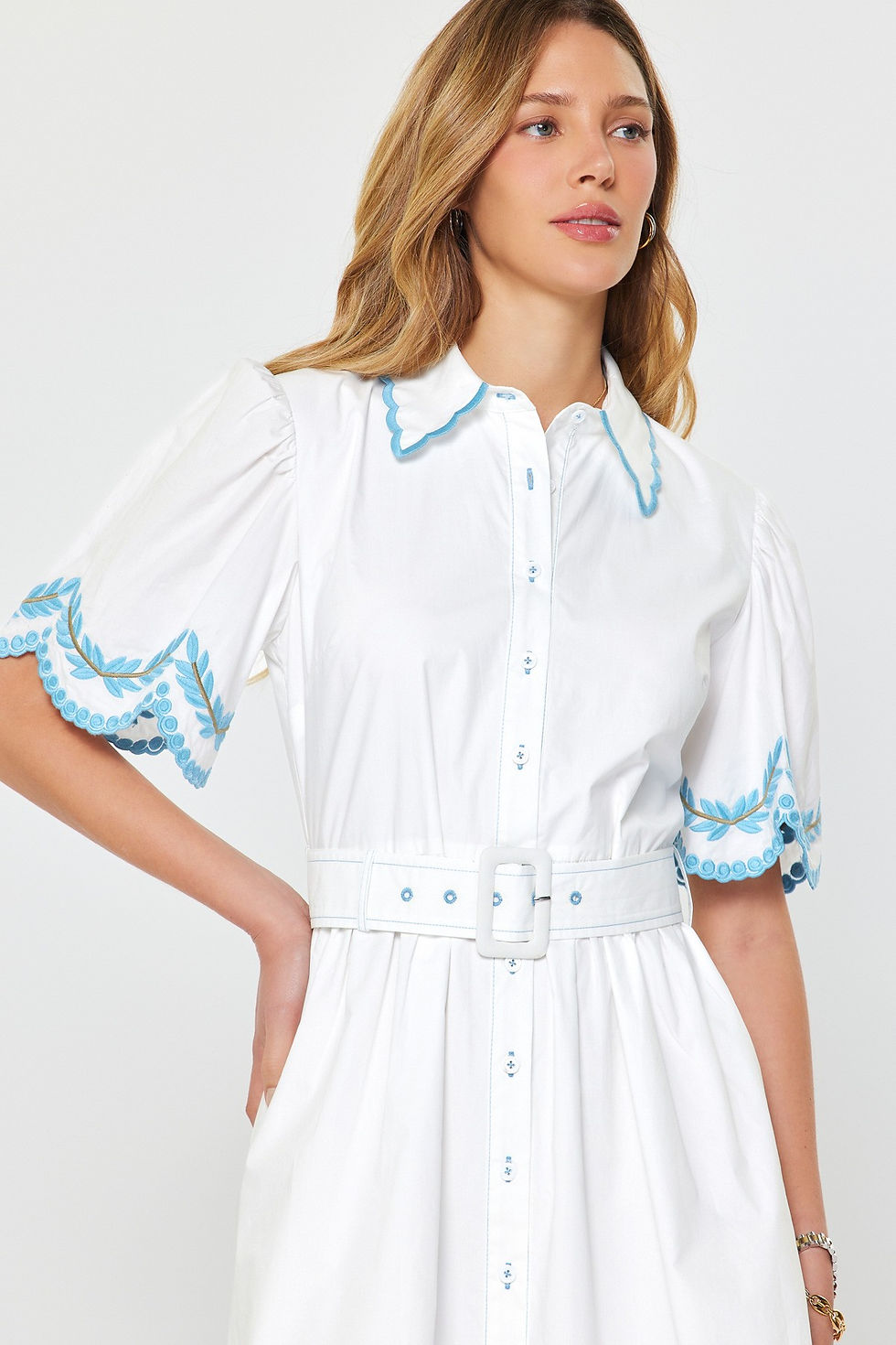 Miniatura: Vera Embroidered White Mini Dress