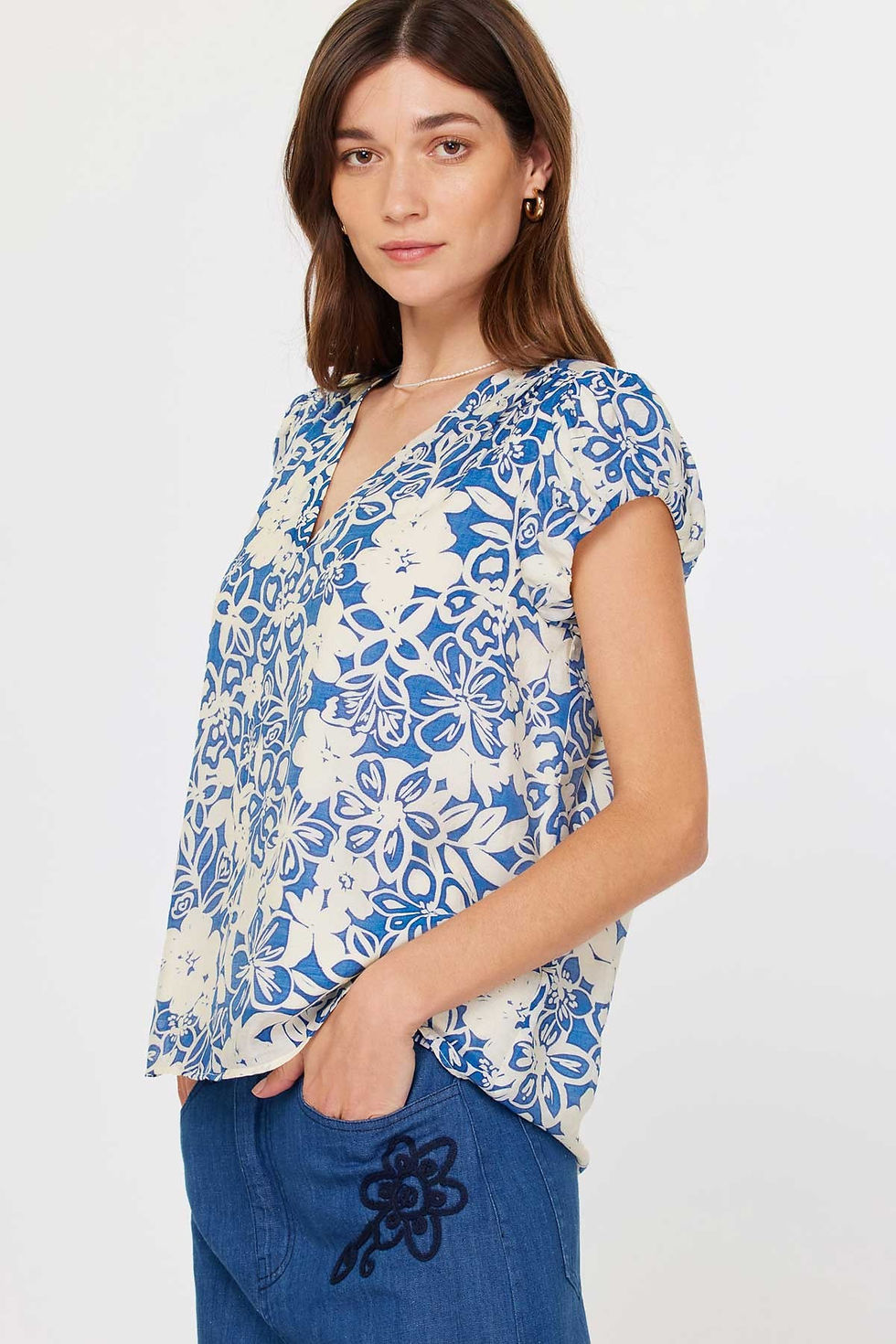 Miniatura: Ximena Floral Printed V-neck Top