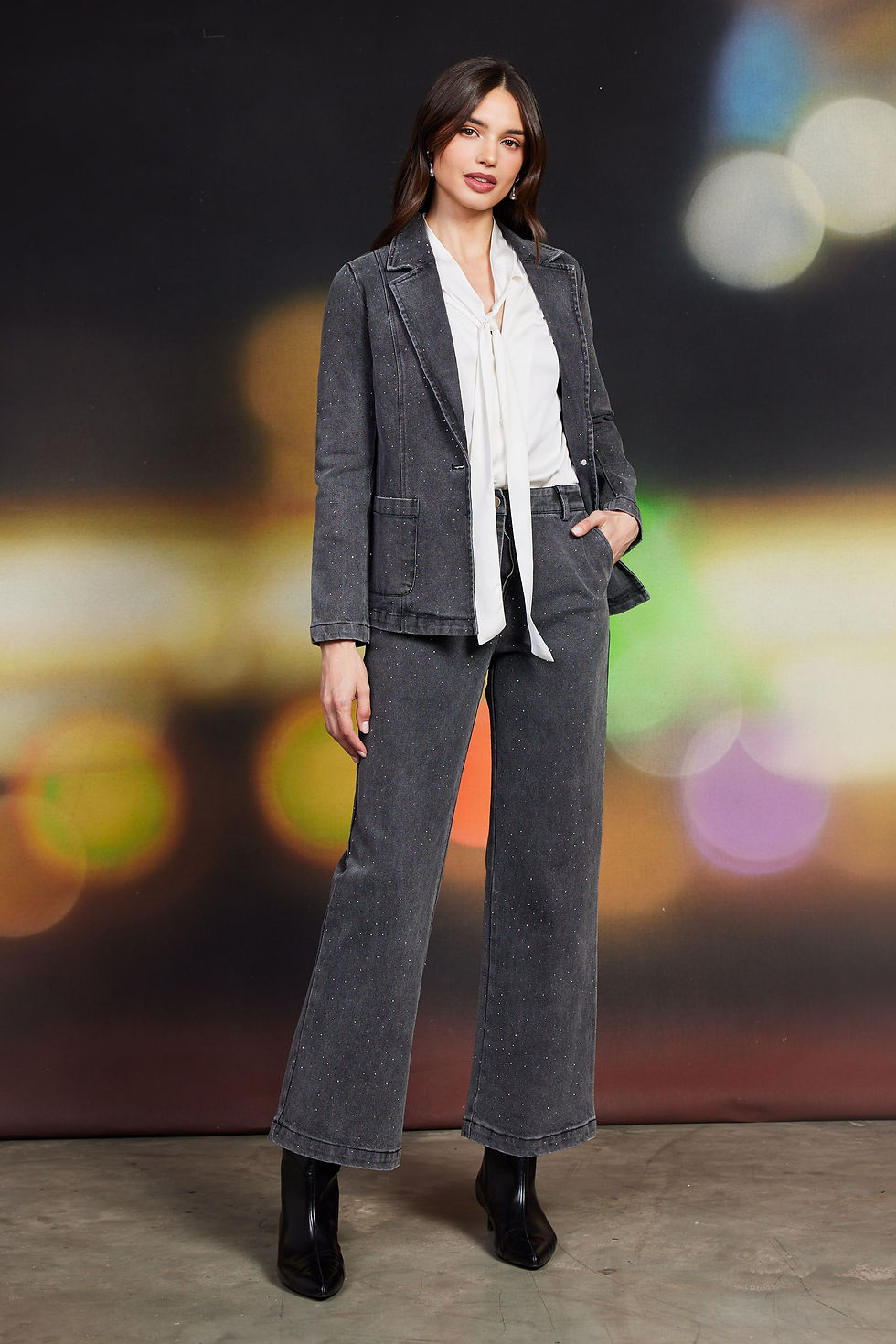 Miniatura: Beatrice Single Button  Denim Blazer