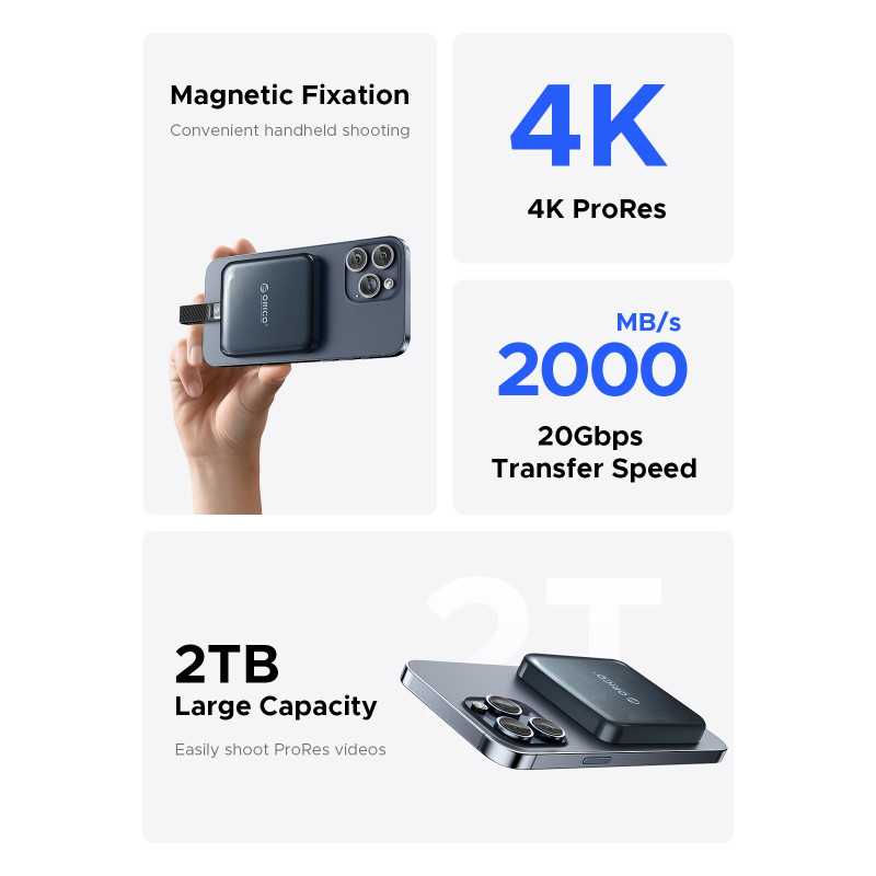 Miniature : Disque Dur Externe Magnétique A20PLUS ORICO 1 To Type-C pour iPhone