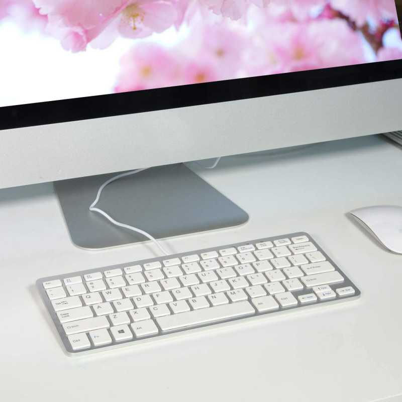 Miniature : Clavier Filaire Ultra Slim QWERTY + AZERTY Argent