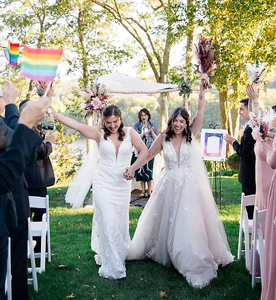 Newlywed couple celebrating at their LGBTQIA wedding in Westchester, NY