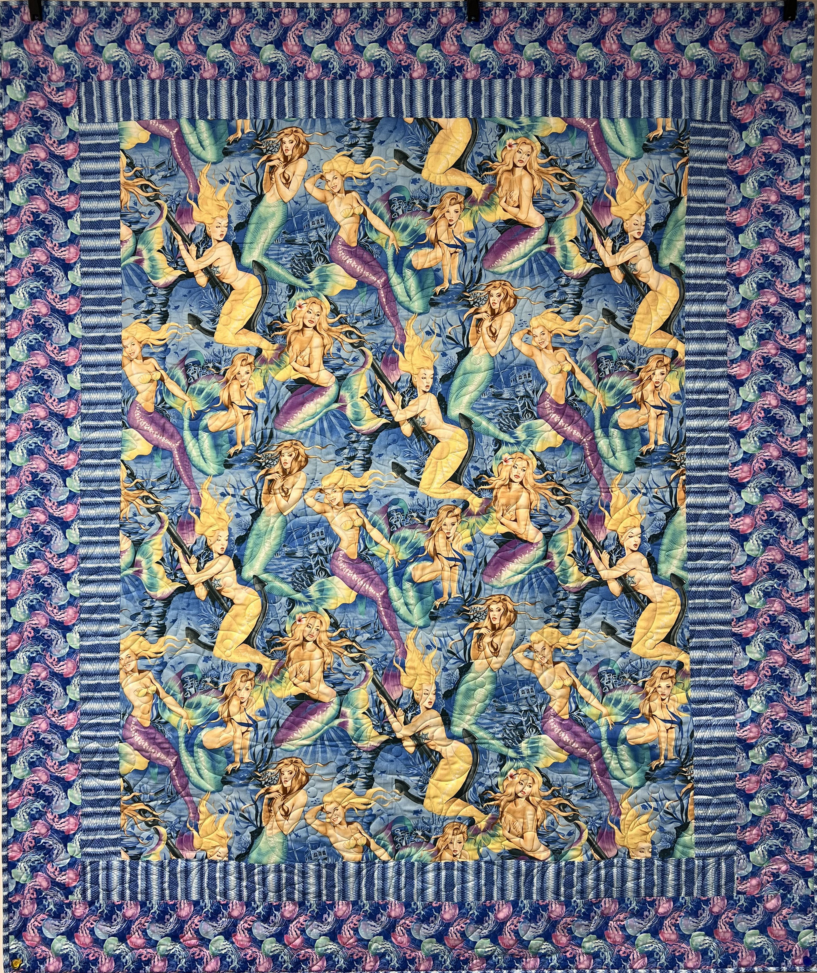 Sea Sirens (Blue), Lap, 60” x 75”