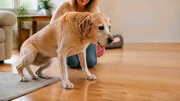 dog getting up slowly