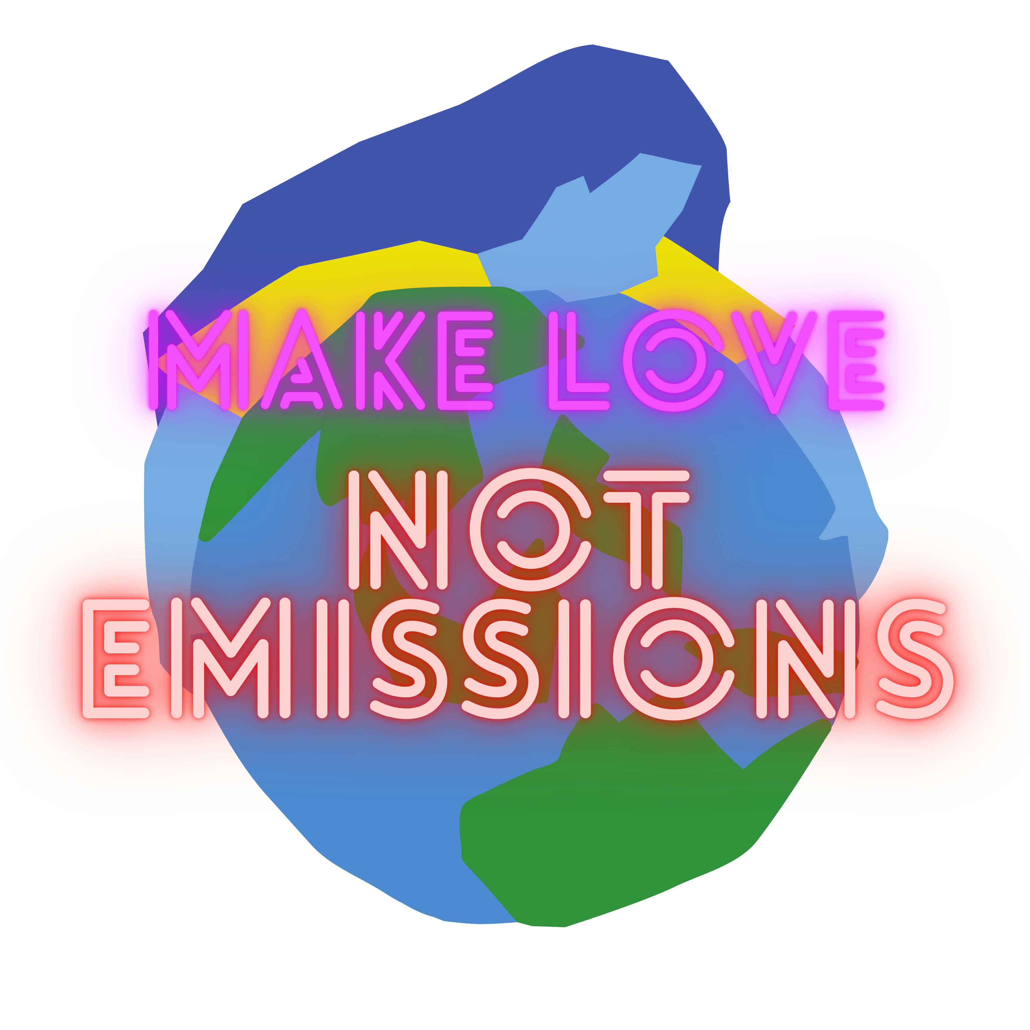 Make Love Not Emissions ethical cotton t-shirt