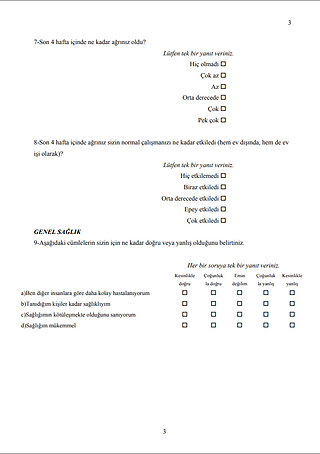 Kısa Form-36 Sağlık Anketi (SF-36) sayfa 3